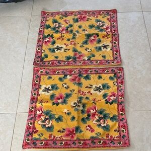 April Cornell 1992 Set of  2 Pillow Shams Covers Floral 15.5 X 16”